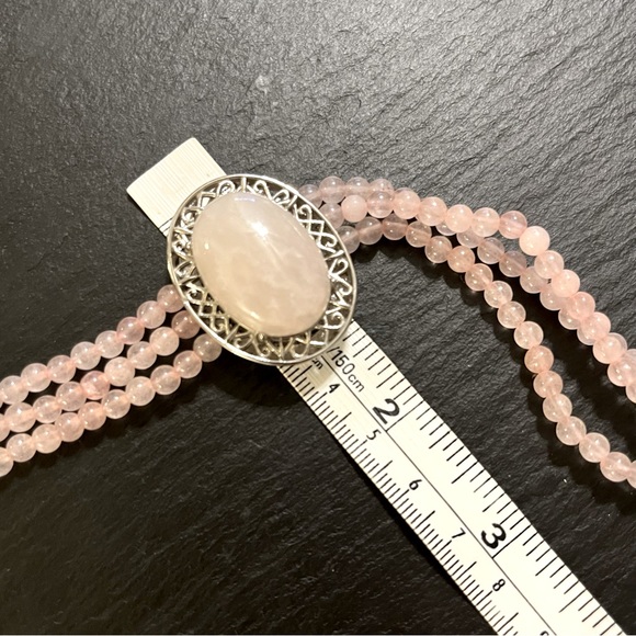 Pink Rose Quartz Beads and Stone Magnetic Stainless Steel Clasp 7.5” Bracelet - Picture 10 of 16
